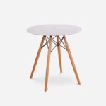 Grey Oval Bamboo Wood Coffee Table, 20″ matte lacquer & steel details