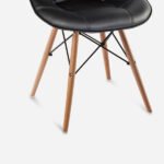 Noir Butterfly leather Chair, Solid Oak legs & matte lacquer
