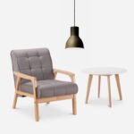 Living Room Set of Chair, Table & Pendant