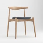 Ella Chair With Armrests, Solid Birch and Leather Cushion