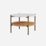 Concrete Top Wooden Coffee Table, Fine brushed oak 28.1W